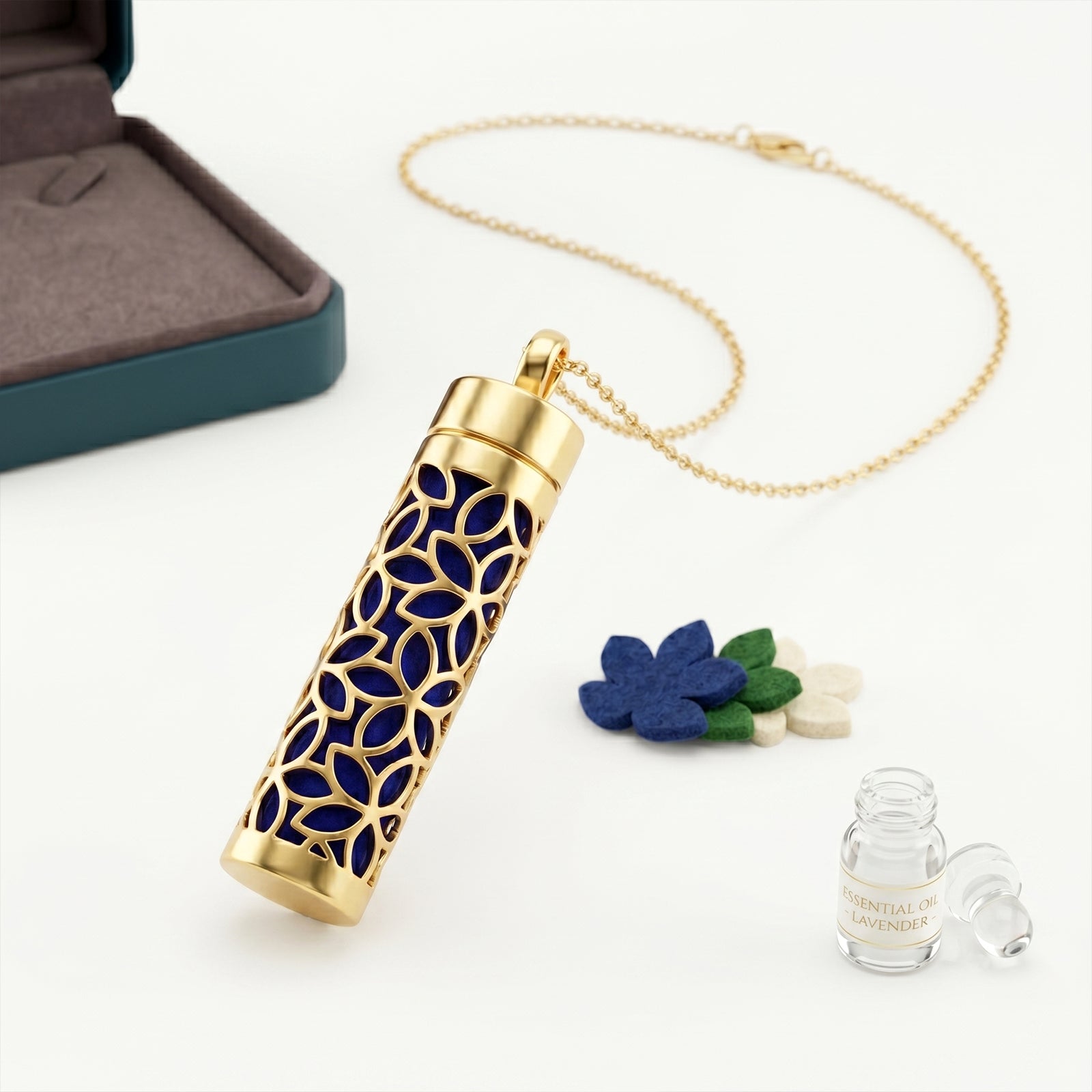18K Gold Aromatherapy Necklace | Filigree Perfume Pendant Locket
