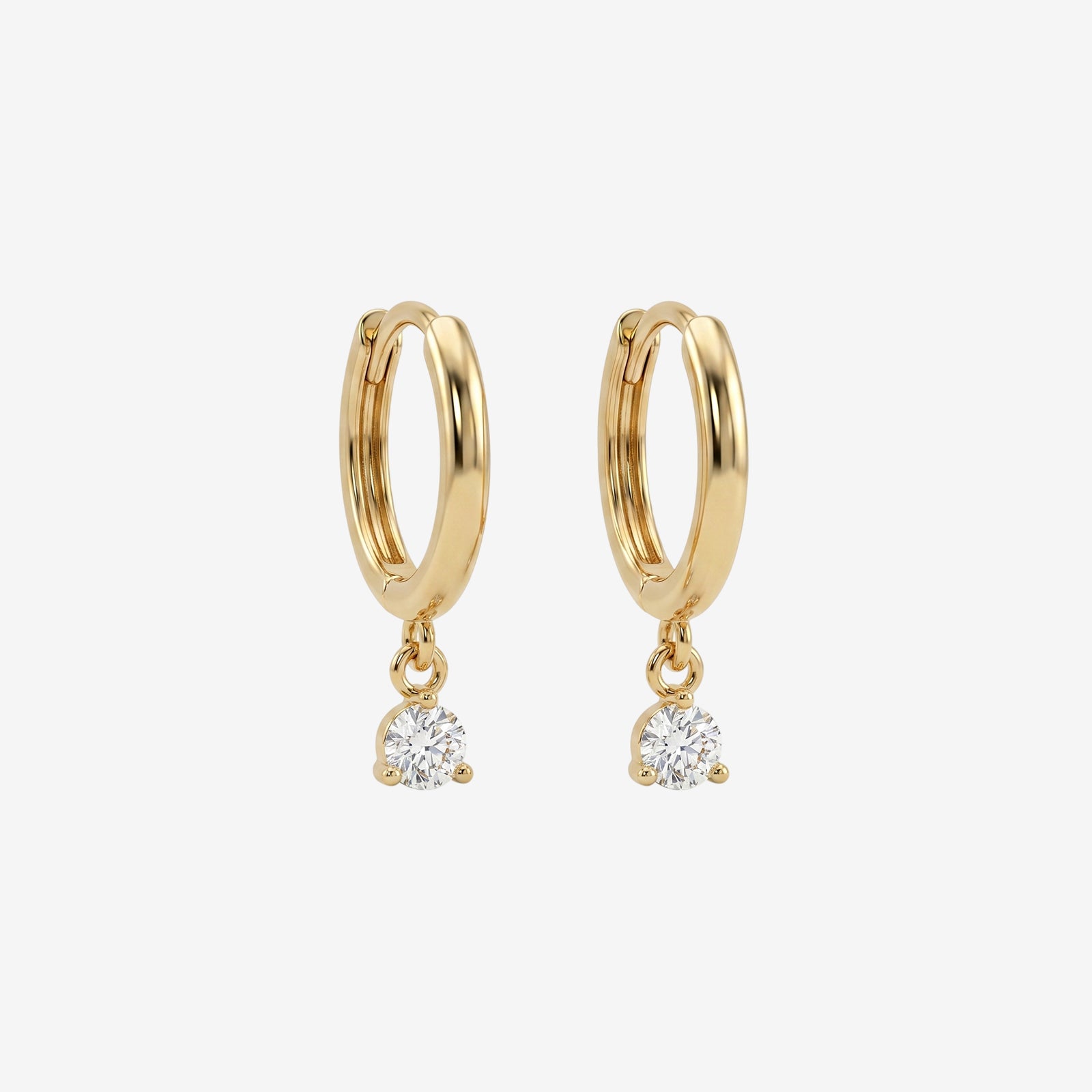 18k Gold Diamond Huggie Hoop & Stud Earring Set | Solid Gold Stack