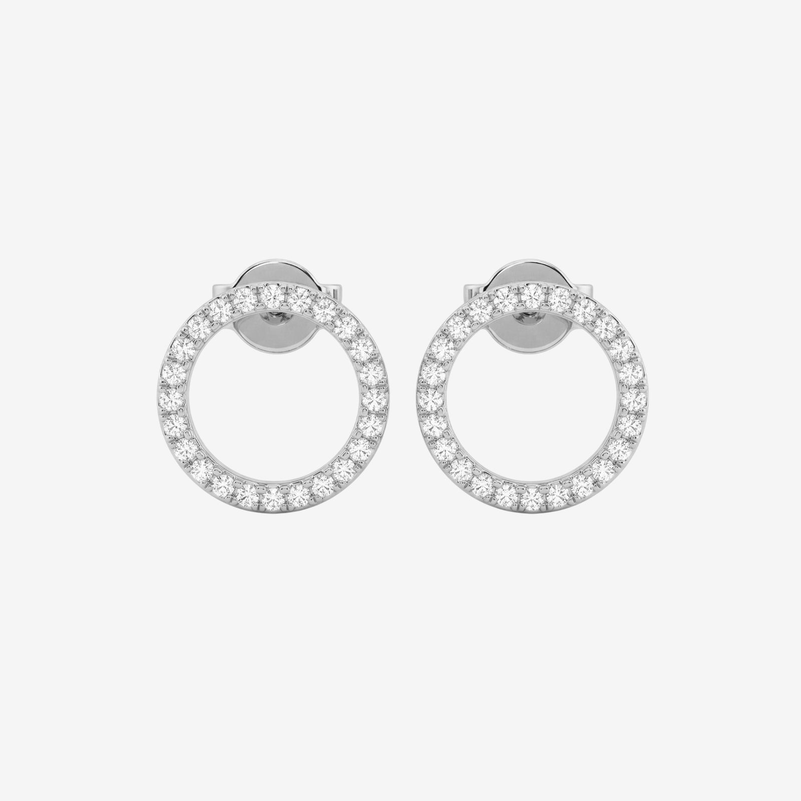18k Gold Diamond Circle Stud Earrings | Open Halo Eternity Studs
