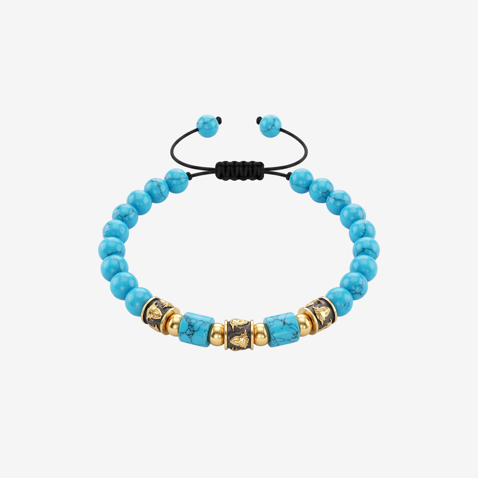 Men's 18K Gold & Turquoise Bead Bracelet | Handcrafted Luxury Cord Bracelet