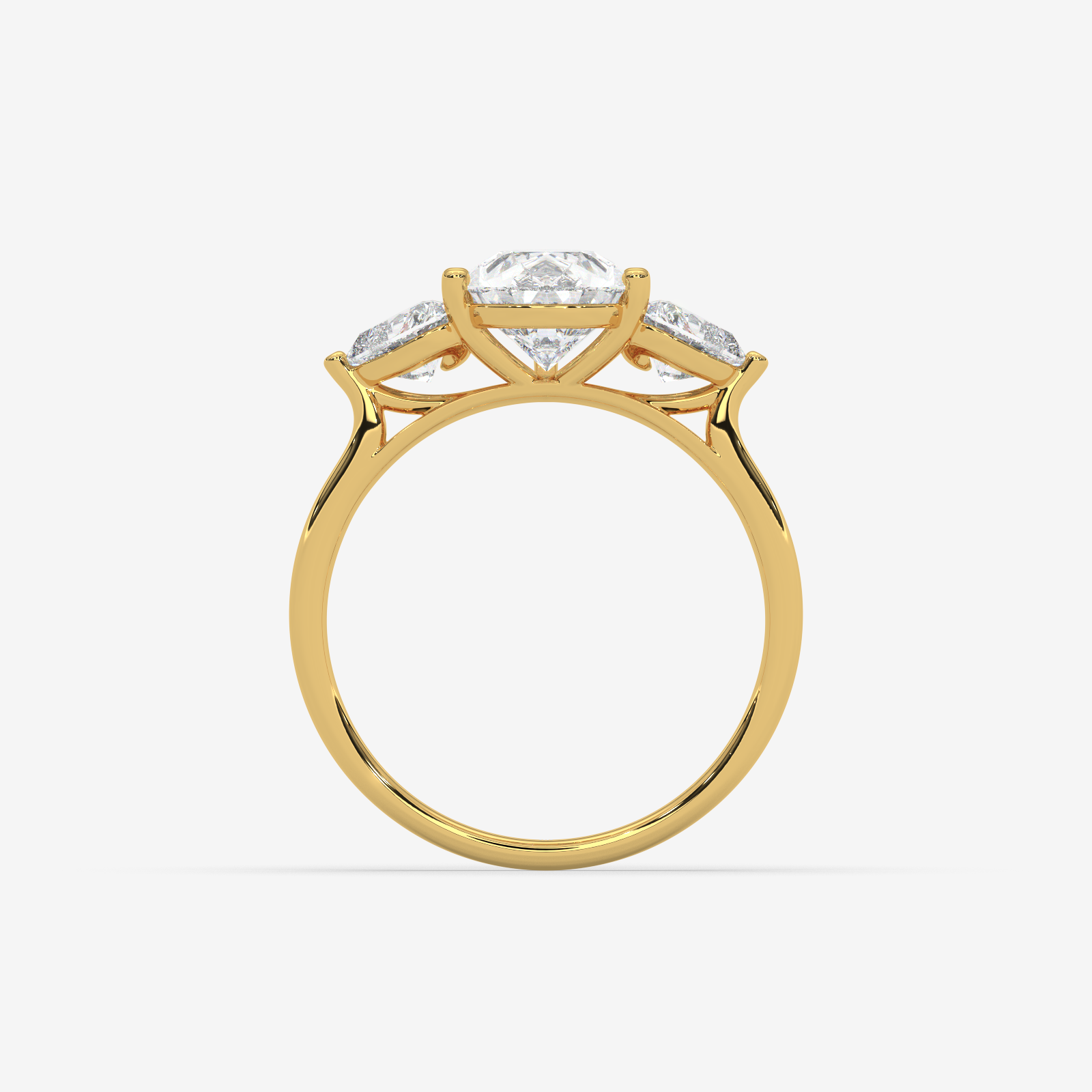 Solid Gold Pear Cut Diamond Trilogy Engagement Ring | Three-Stone Anniversary Band