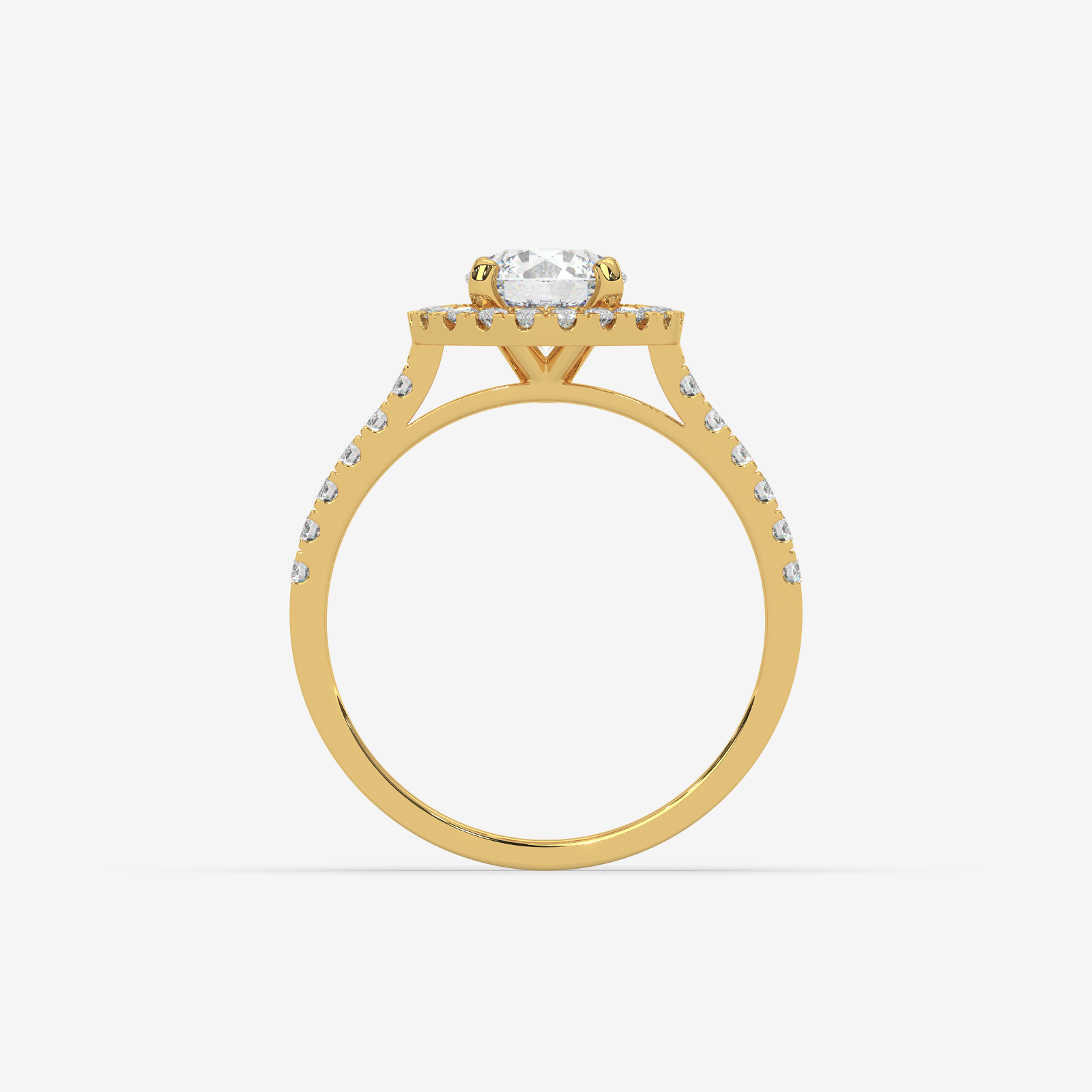 18k Gold Round Brilliant Cut Diamond Halo Engagement Ring