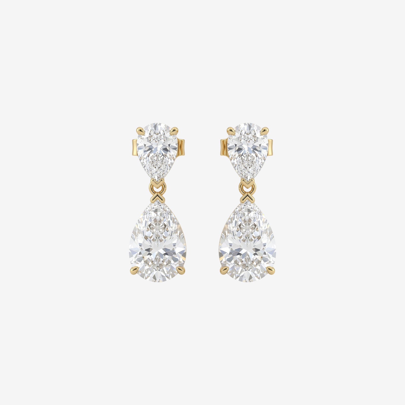 18k Gold Double Pear-Cut Diamond Drop Earrings | Handcrafted Luxury Dangles
