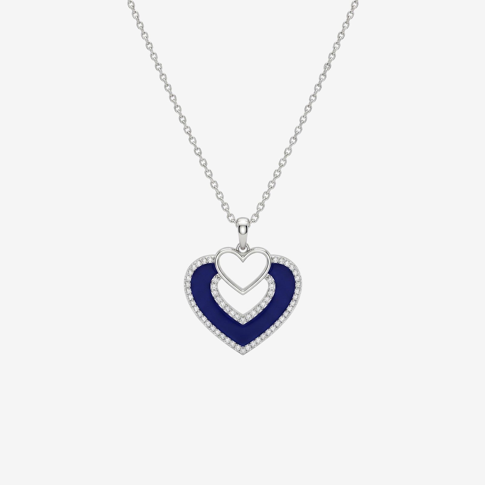 18K Gold Sapphire Blue Enamel Heart Pendant Necklace| DIVA X DIAN Collection
