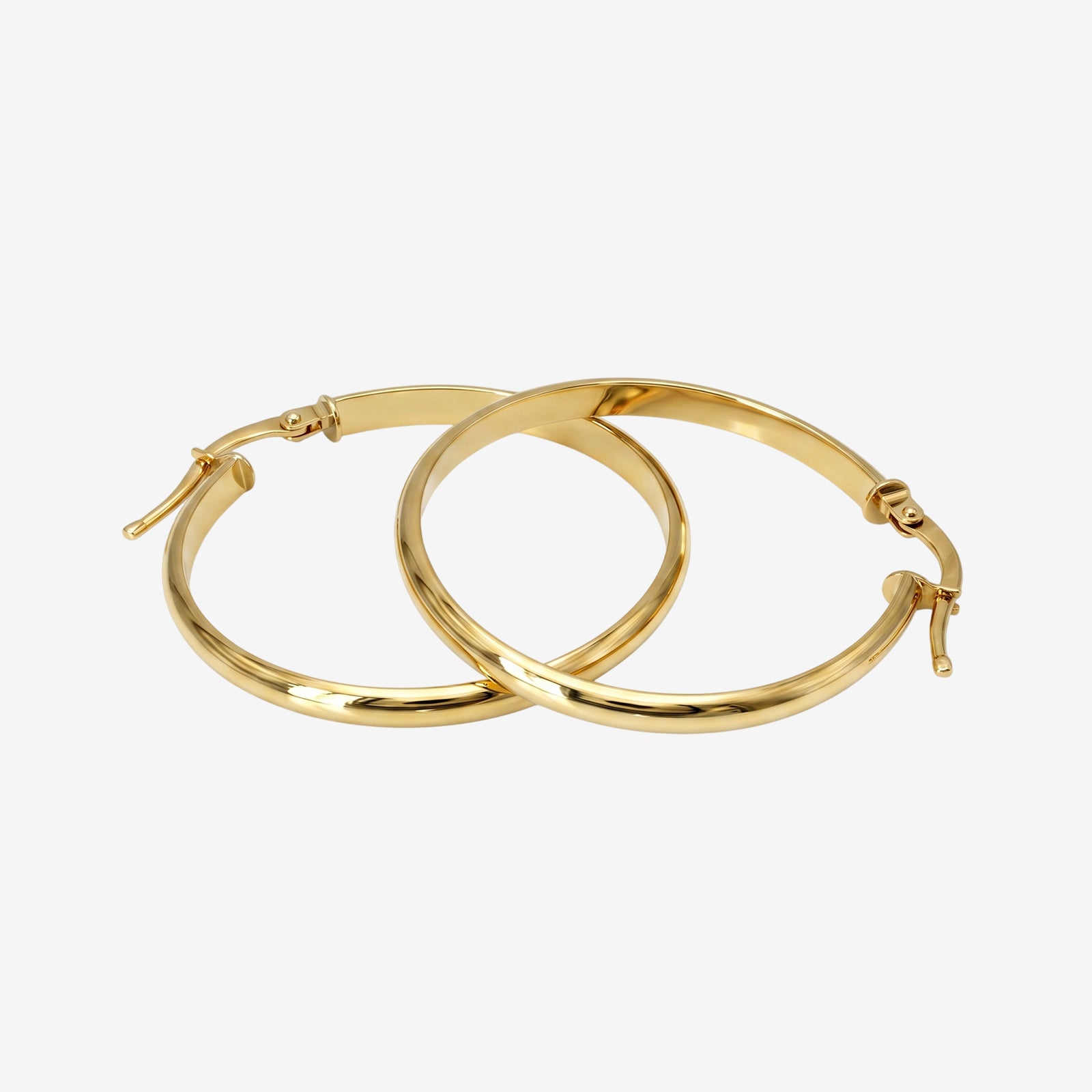 Classic 18k Solid Gold Hoop Earrings | High-Polish Minimalist Gold Hoops for Women