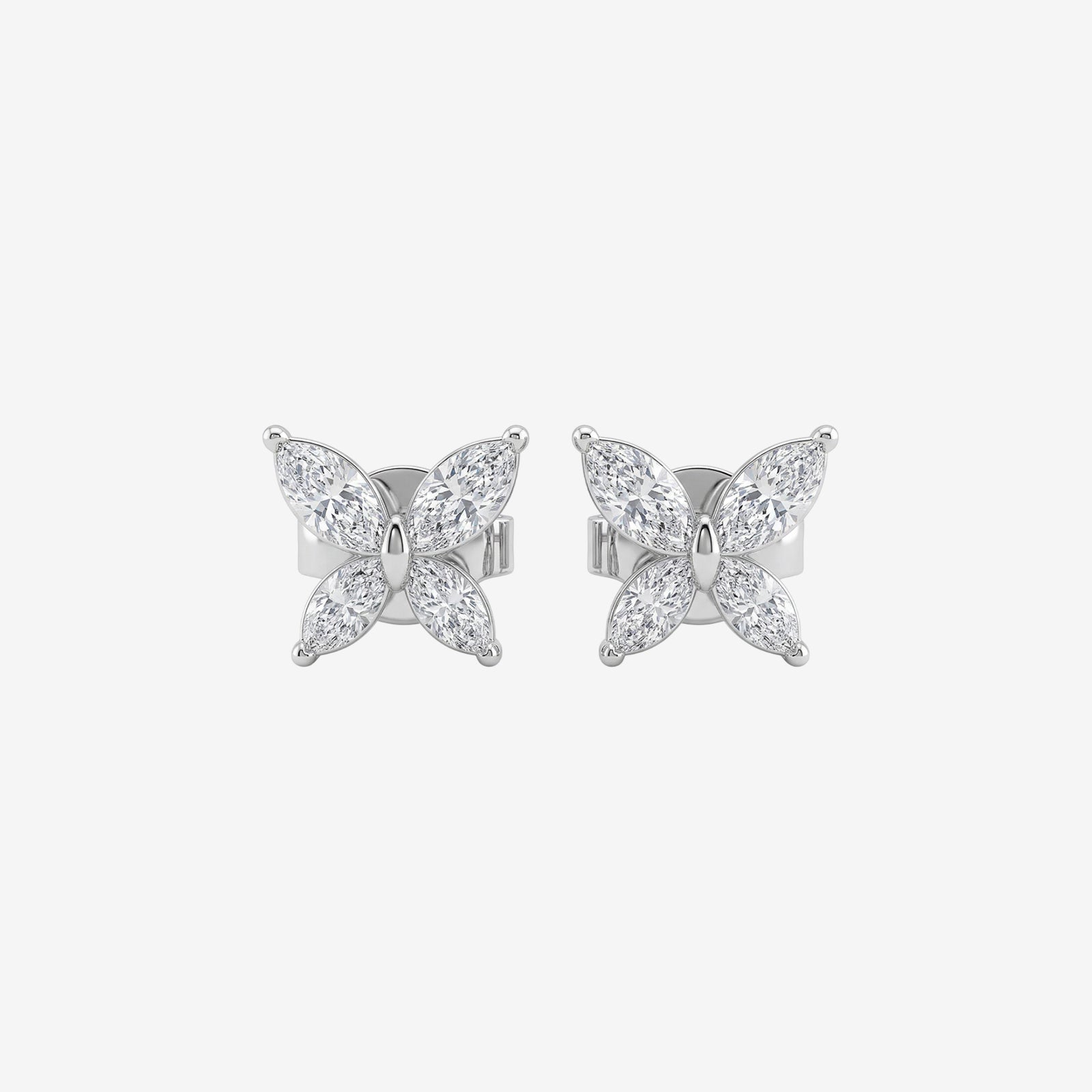 18k White Gold Marquise Diamond Butterfly Stud Earrings