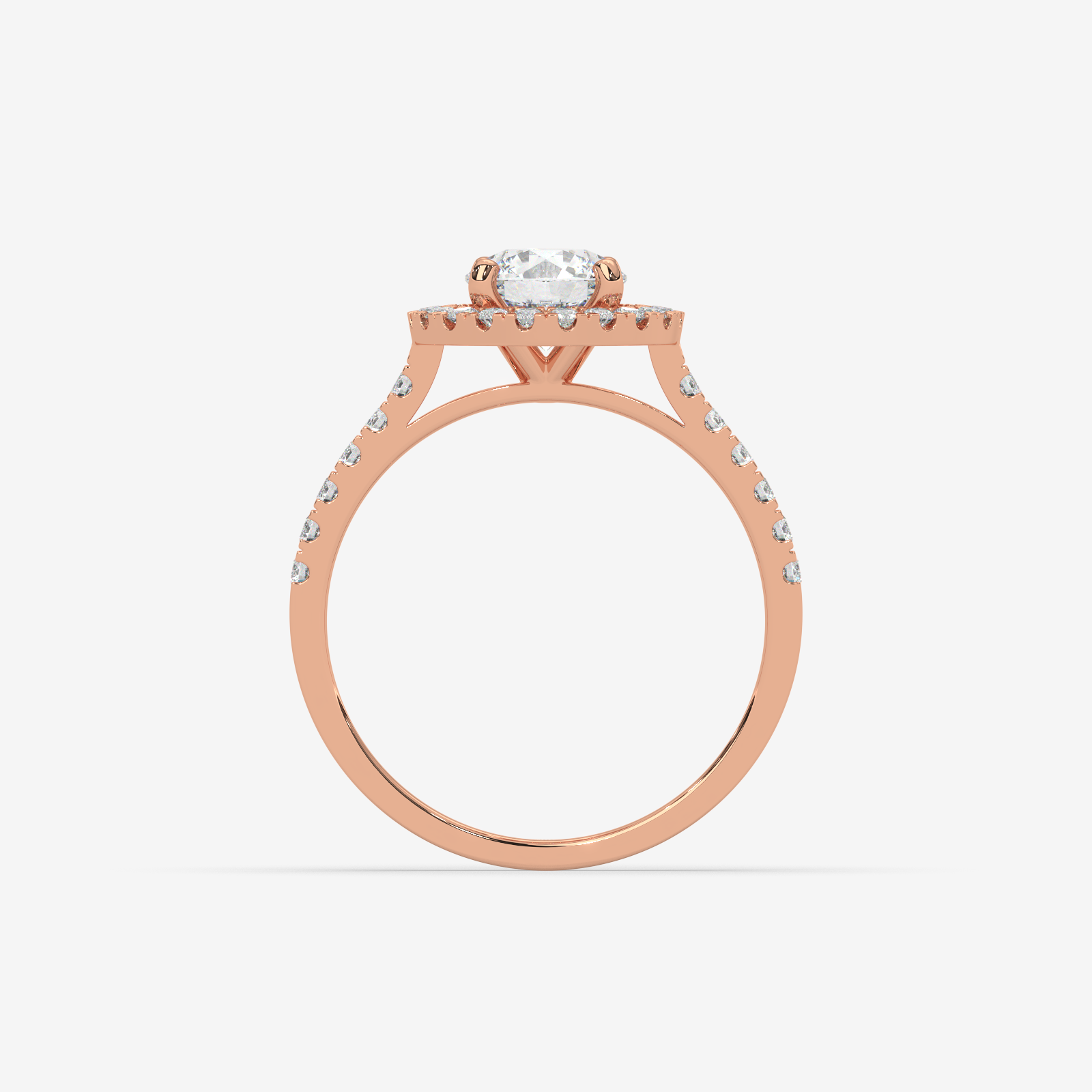 18k Gold Round Brilliant Cut Diamond Halo Engagement Ring