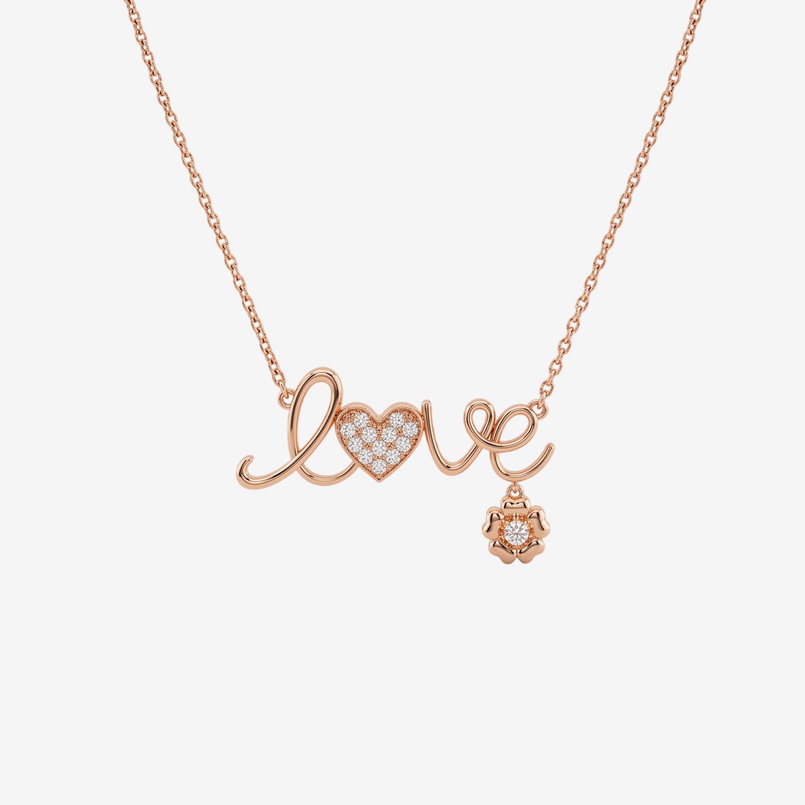 18K Gold "LOVE" Script Diamond Pendant Necklace | DIVA X DIAN Collection
