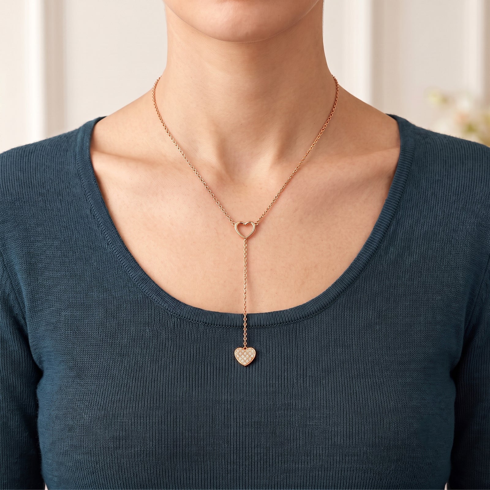 DIVA X DIAN 18K Gold Diamond Heart Lariat Necklace | Fine Jewelry