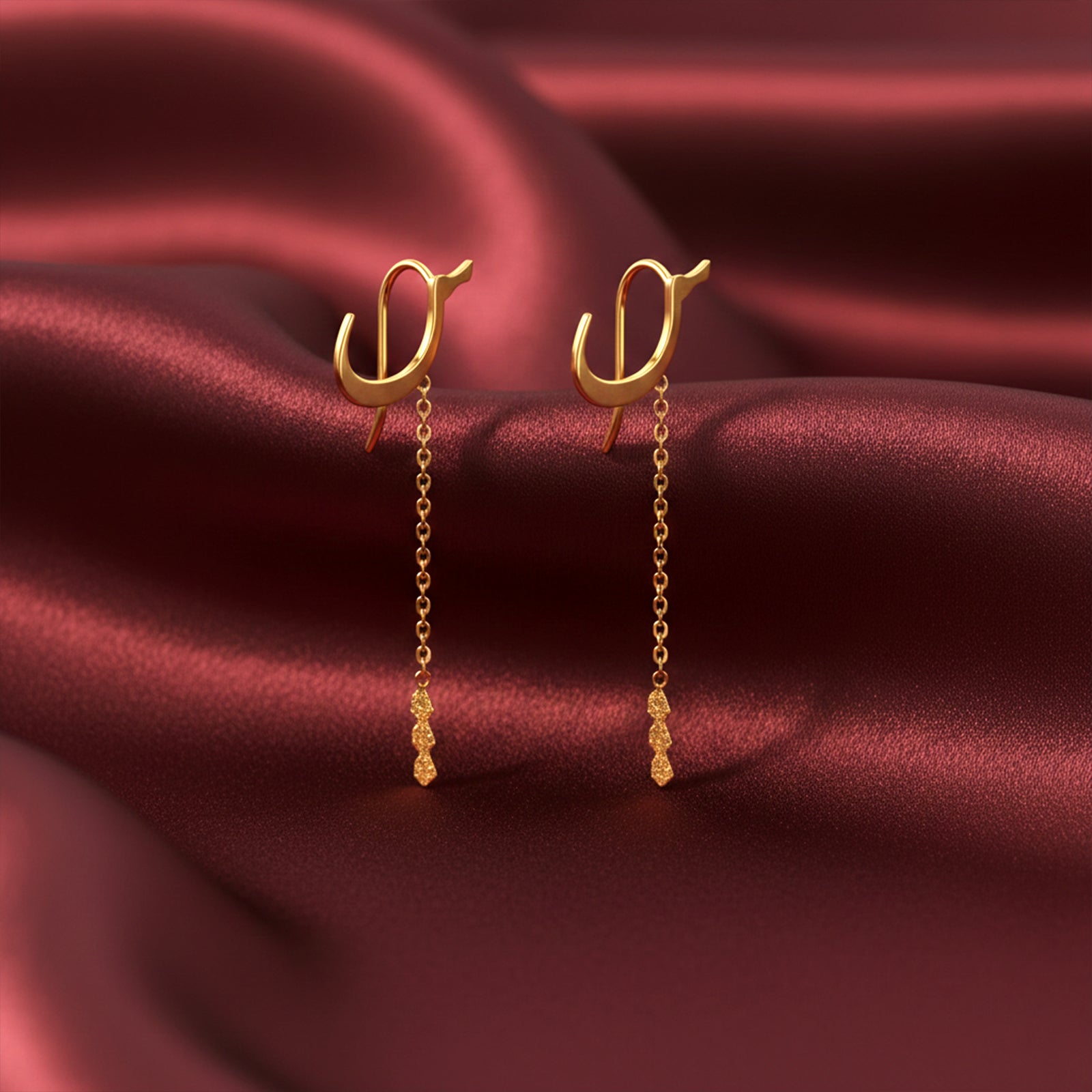 18k Solid Gold Spiral Threader Earring | Minimalist Geometric Dangle | Luxury Fine Jewelry