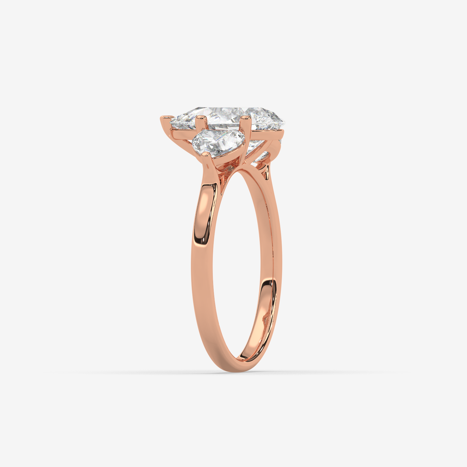 Solid Gold Pear Cut Diamond Trilogy Engagement Ring | Three-Stone Anniversary Band