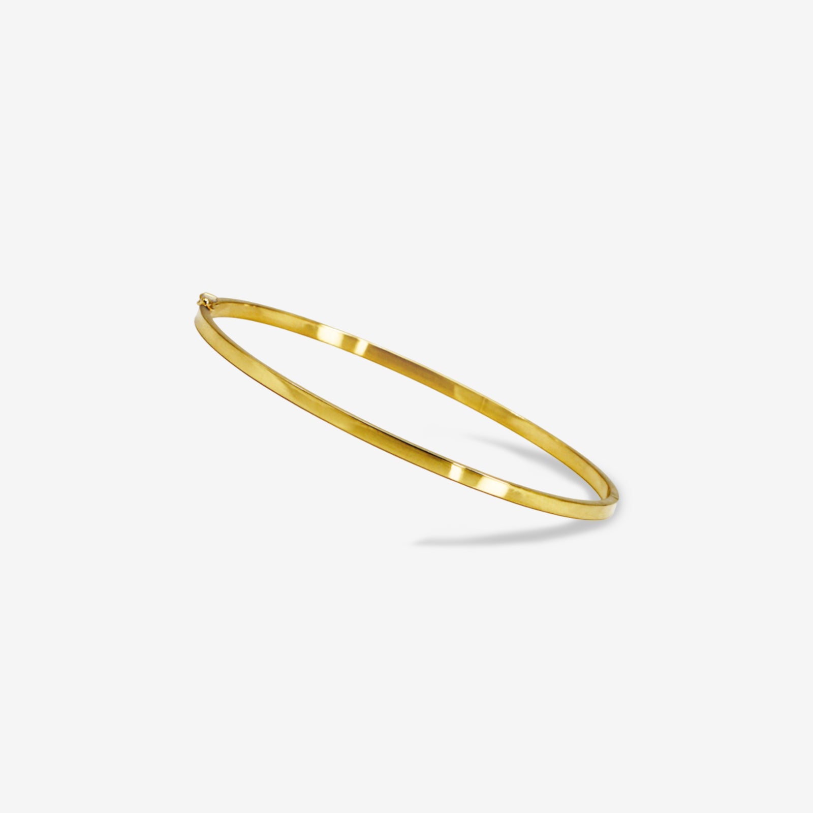 18k Gold Minimalist Bangle Bracelet | Solid Gold Sleek Round Cuff for Women