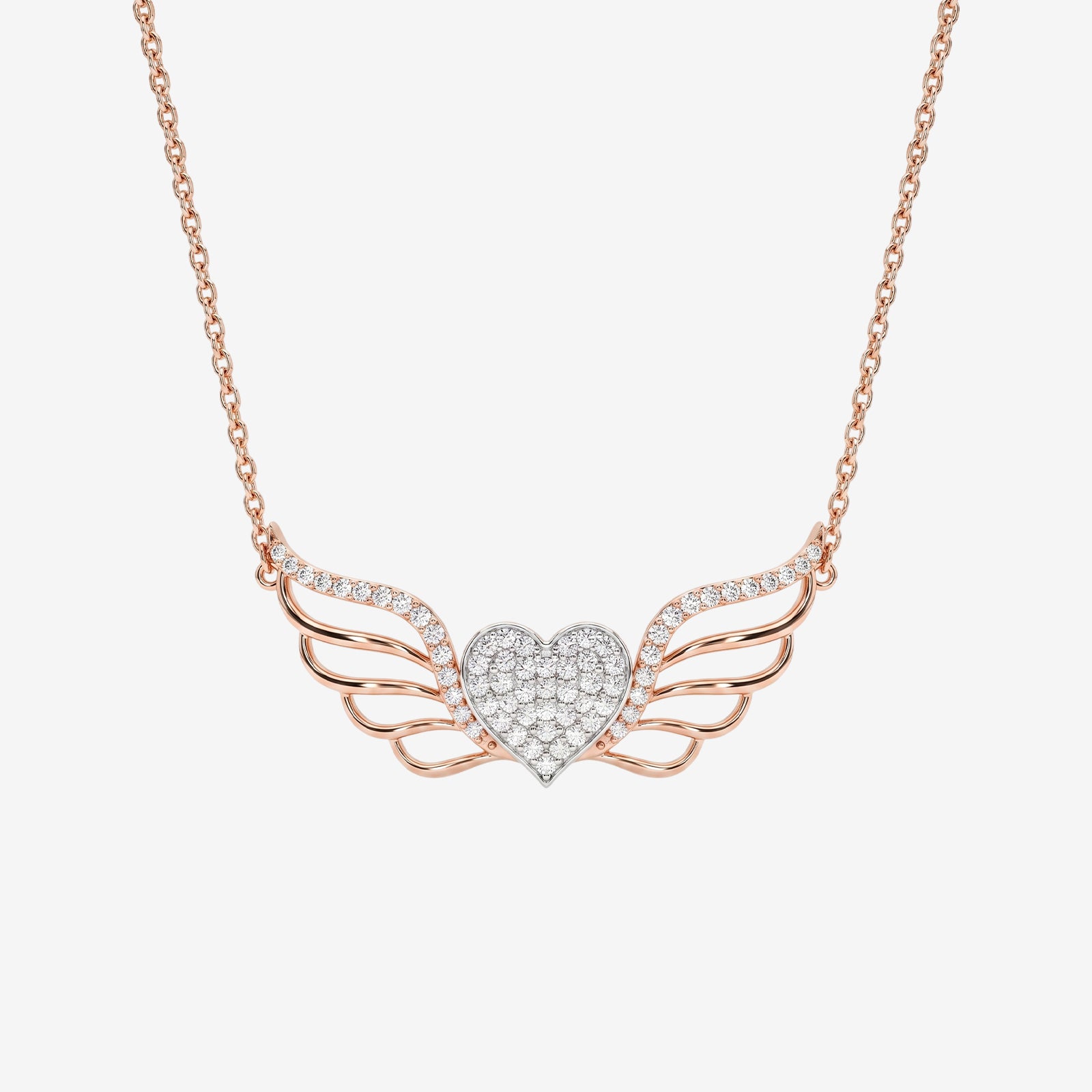 18k Gold Diamond Angel Wings Heart Pendant Necklace | DIVA X DIAN Collection