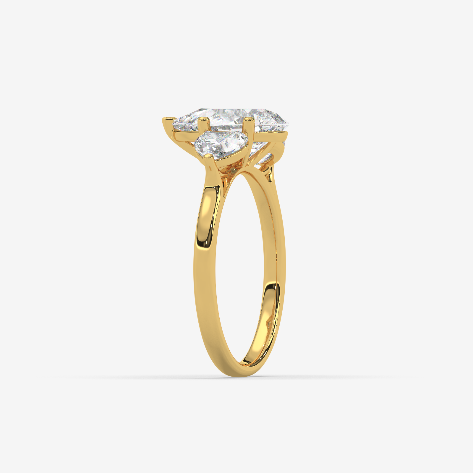 Solid Gold Pear Cut Diamond Trilogy Engagement Ring | Three-Stone Anniversary Band