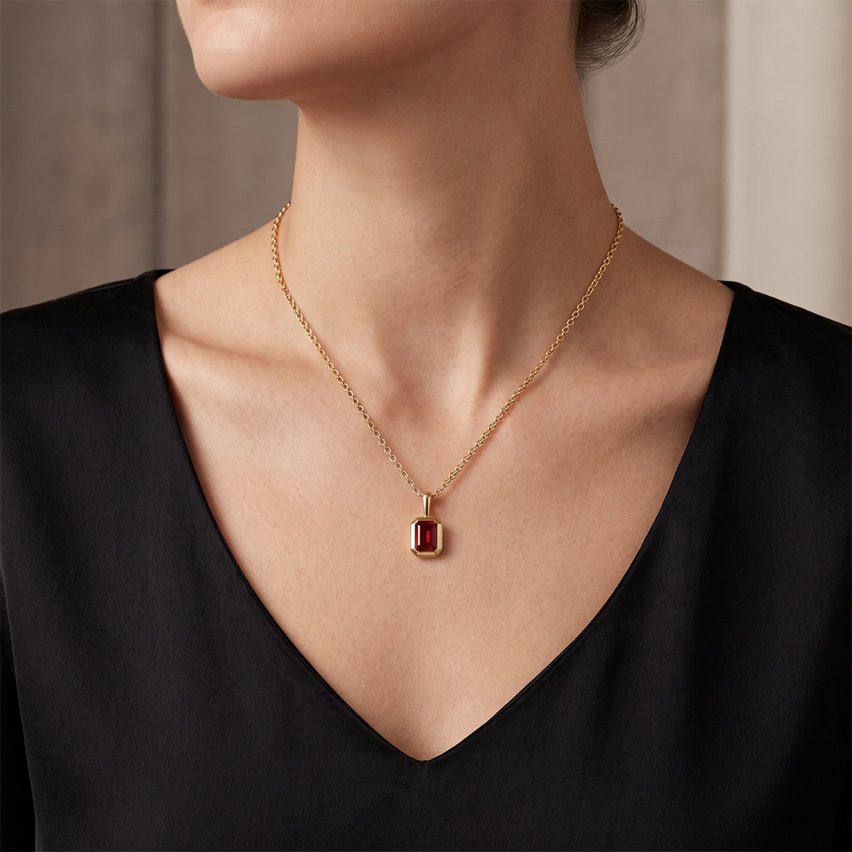 Personalized 18K Gold Pendant for Her | Customizable Birthstone Necklace