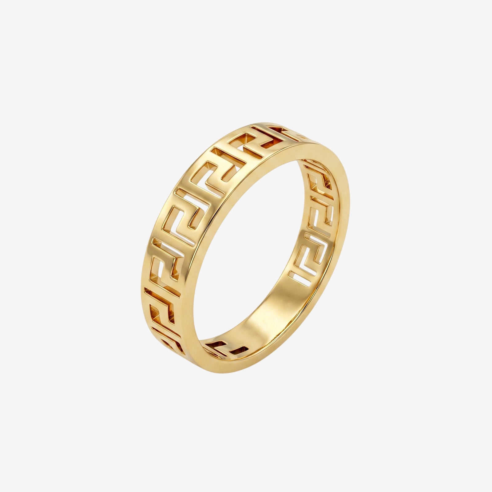 18K Gold Greek Key Band Ring | Classic Meander Motif Eternity Ring