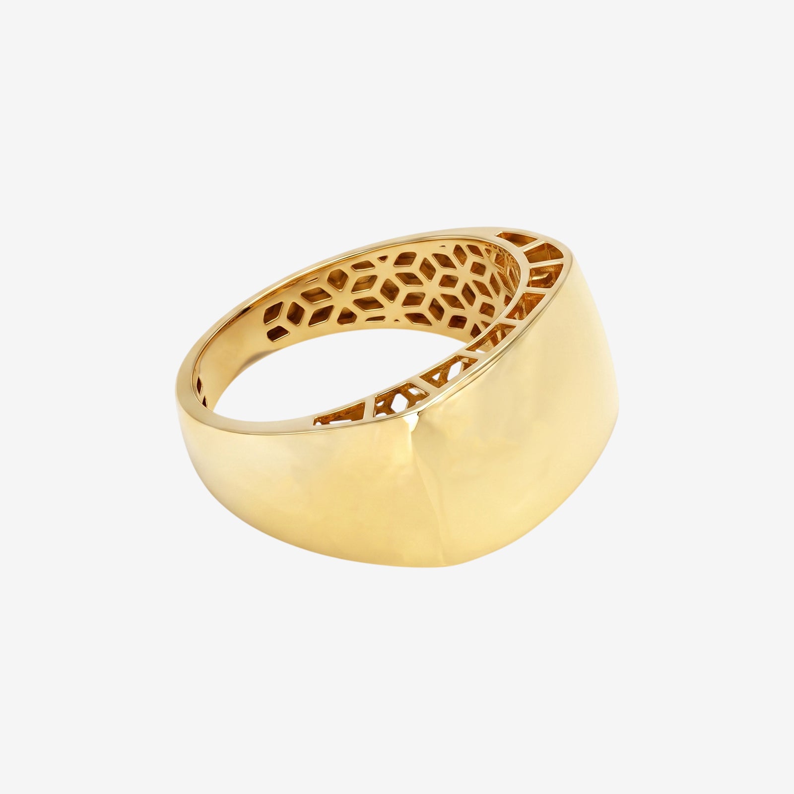 Solid 18k Gold Wide Band Tapered Ring | Minimalist Statement High-Polish Gold Ring for Women
