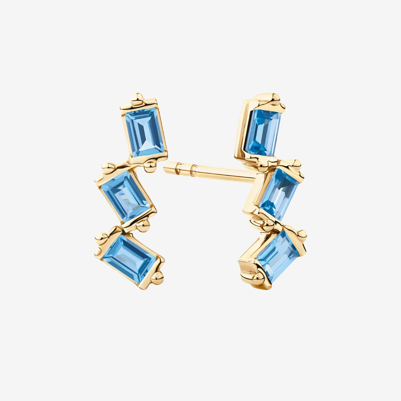 Personalized Birthstone Stud Earrings | Gold Baguette Gemstone Jewelry