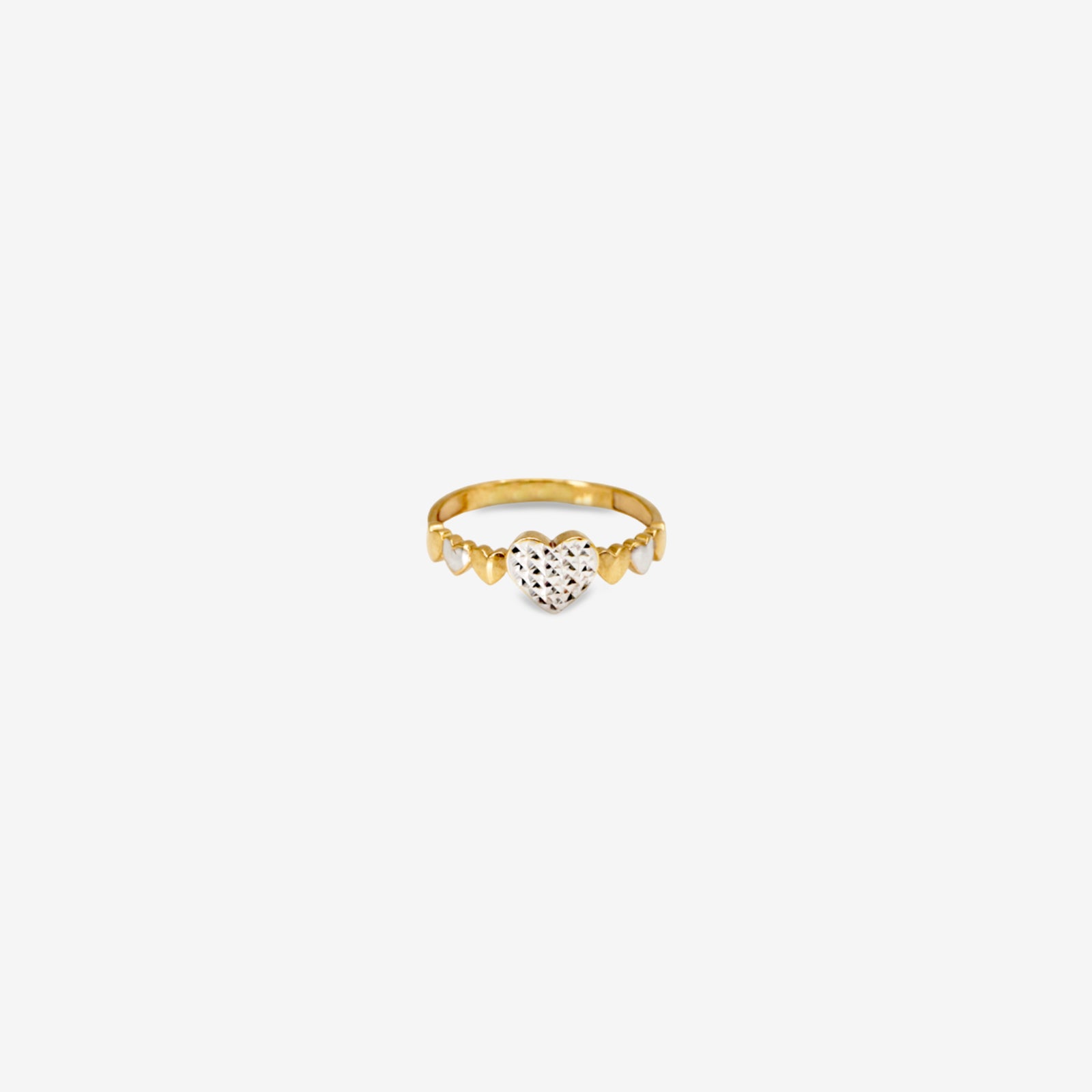 18k Gold Dual Tone Heart Ring | Handcrafted Gold Heart Link Band