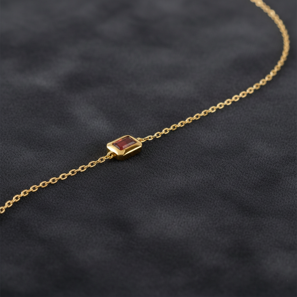 Dainty Baguette Birthstone Bracelet - 18K Gold customized jewelry