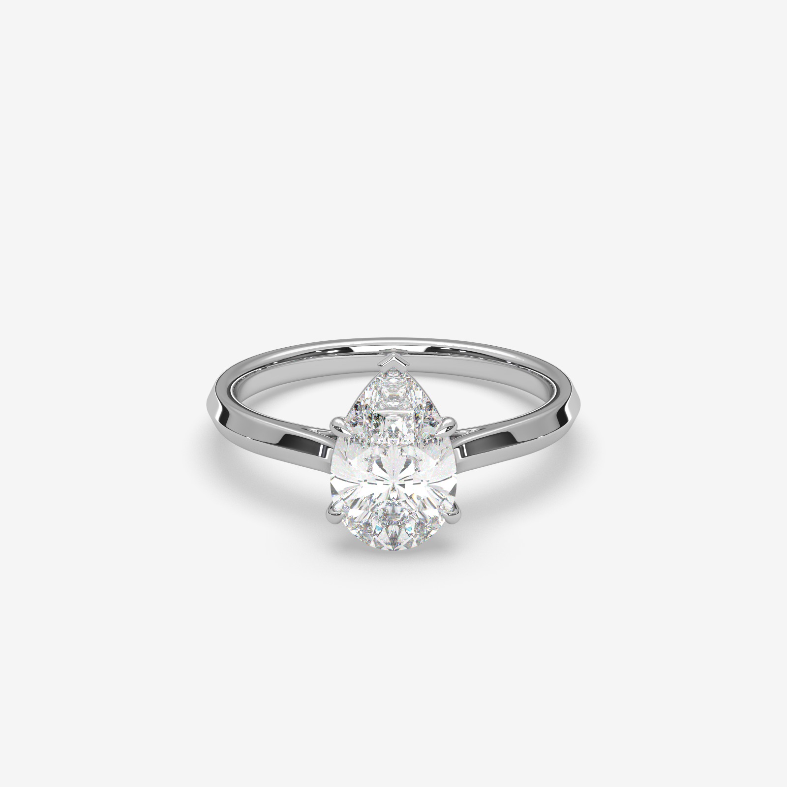 Solid Gold Pear Cut Solitaire Engagement Ring | Handcrafted Teardrop Diamond Ring