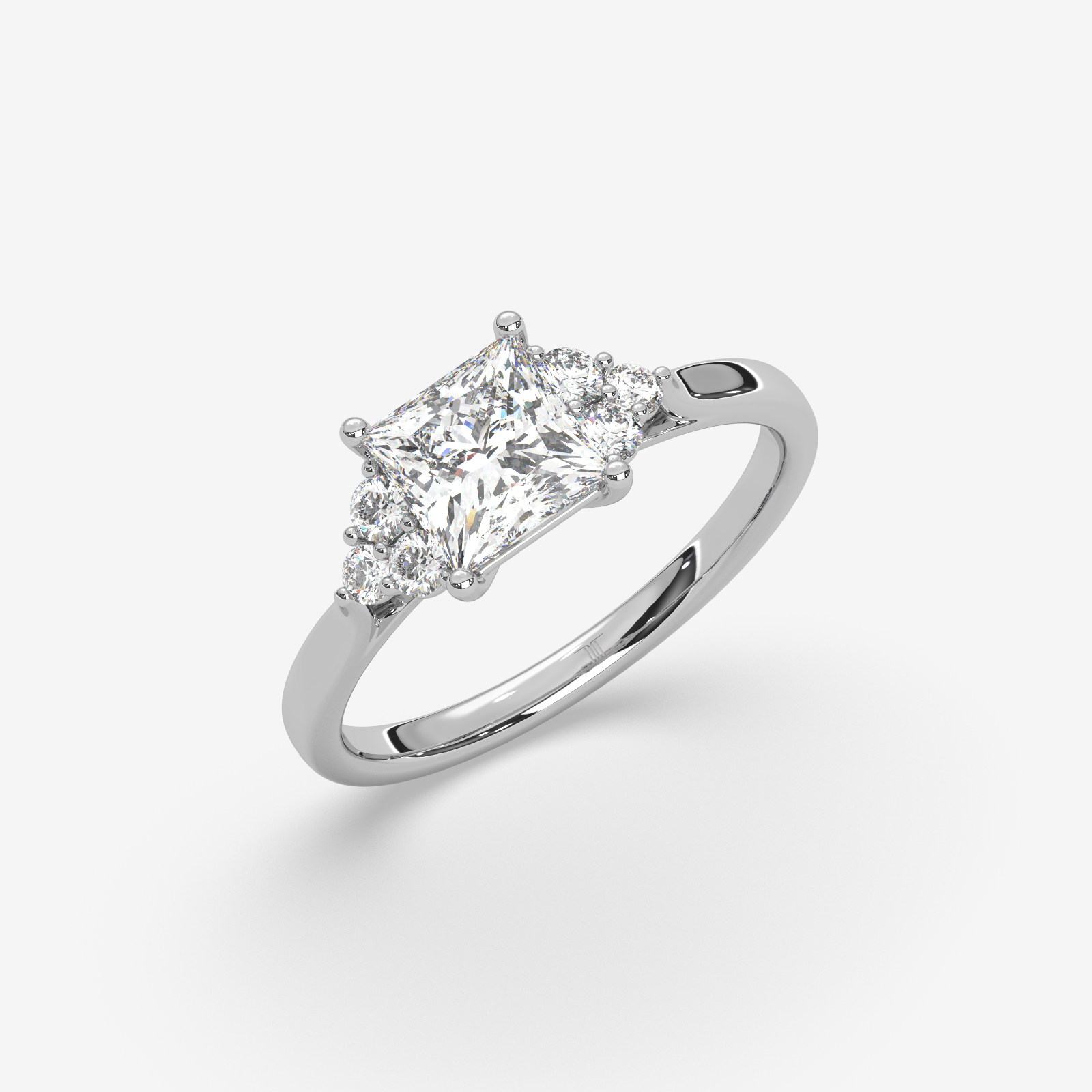 Princess Cut Trefoil Diamond Engagement Ring in Solid Gold