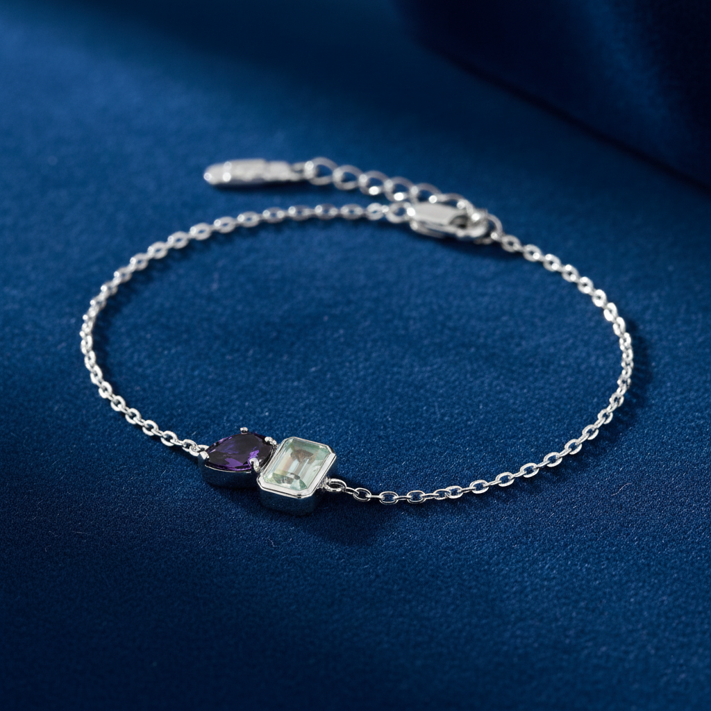 Personalized Toi et Moi Birthstone Bracelet | 18K Gold Custom Jewelry Gift