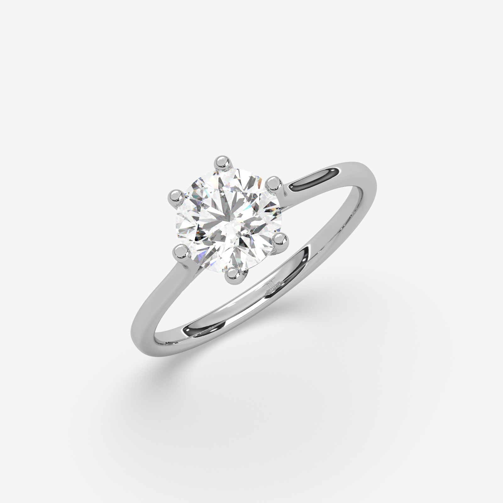 18K Gold Solitaire Round Brilliant Diamond Engagement Ring