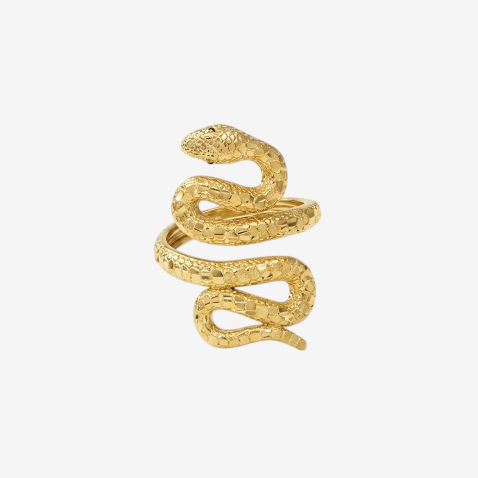 Handcrafted 18k Gold Snake Ring | Textured Serpentine Statement Jewelry