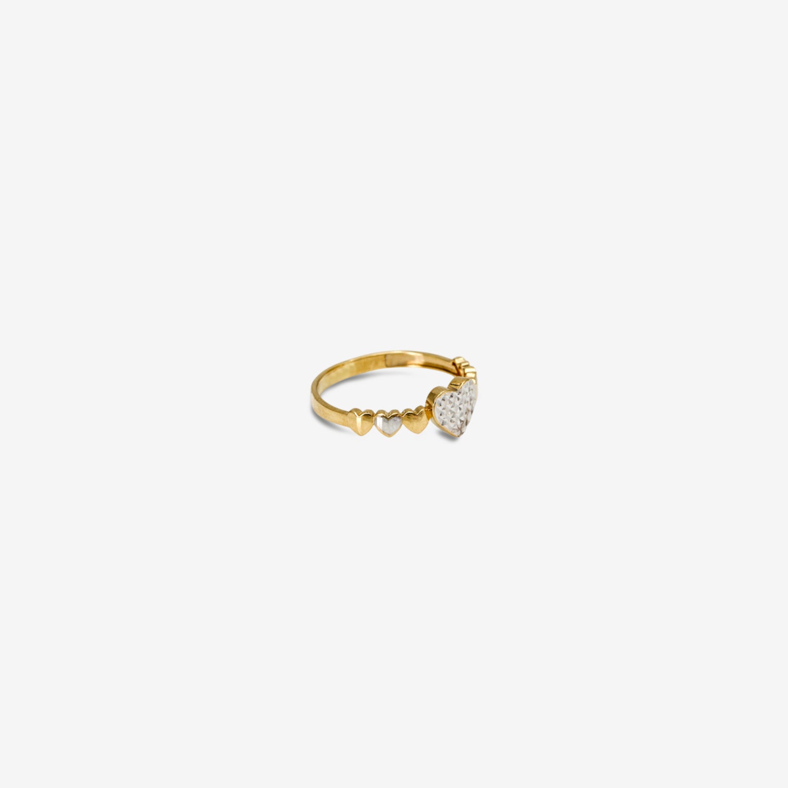 18k Gold Dual Tone Heart Ring | Handcrafted Gold Heart Link Band