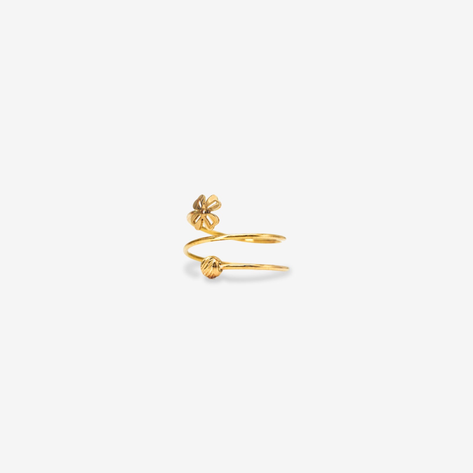 18K Gold Clover Wrap Ring | Adjustable Floral Statement Band