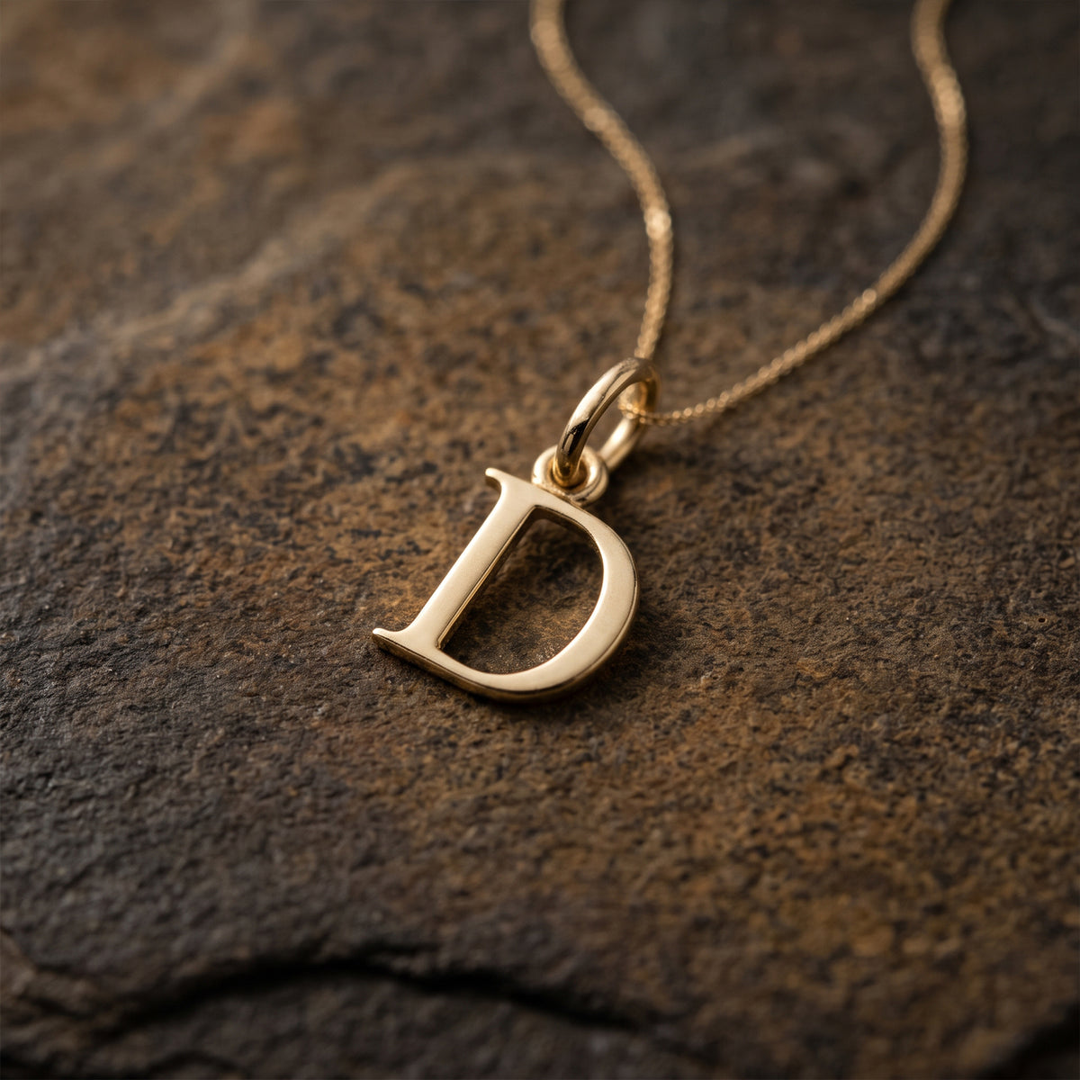 18K Solid Gold Initial Letter Pendant | Dainty Minimalist Monogram Charm