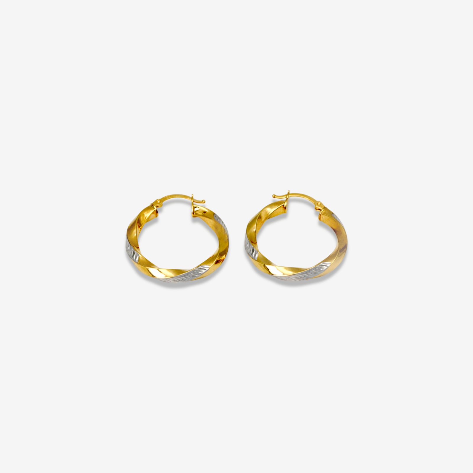18k Dual Tone Gold Twisted Hoop Earrings | Elegant Dual Tone Gold Twister Hoops