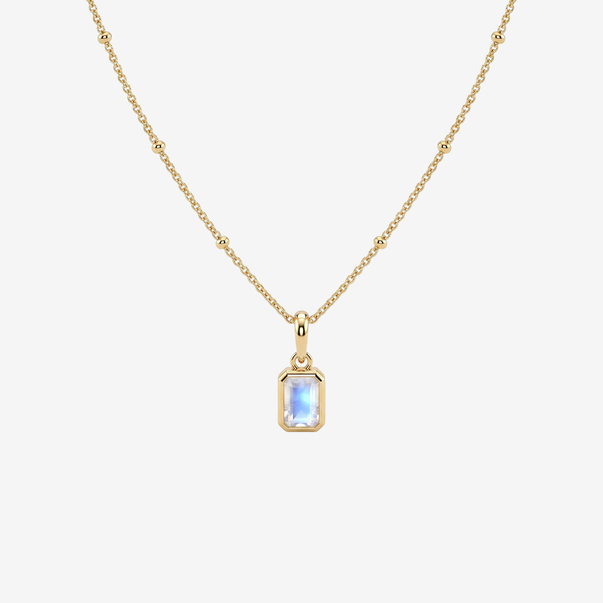 Customized Birthstone Necklace in 18K Gold | Personalized Emerald-Cut Pendant