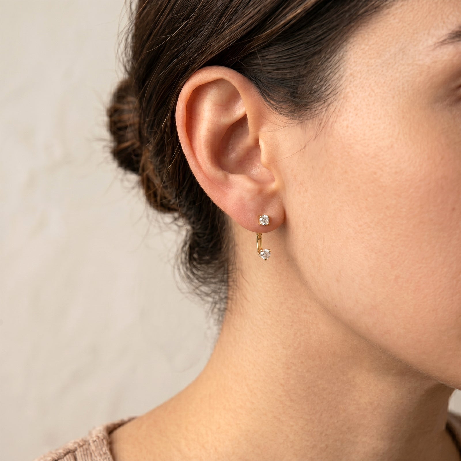 18K Gold Diamond Earstack Set | 3-Piece Curated Earring Trio