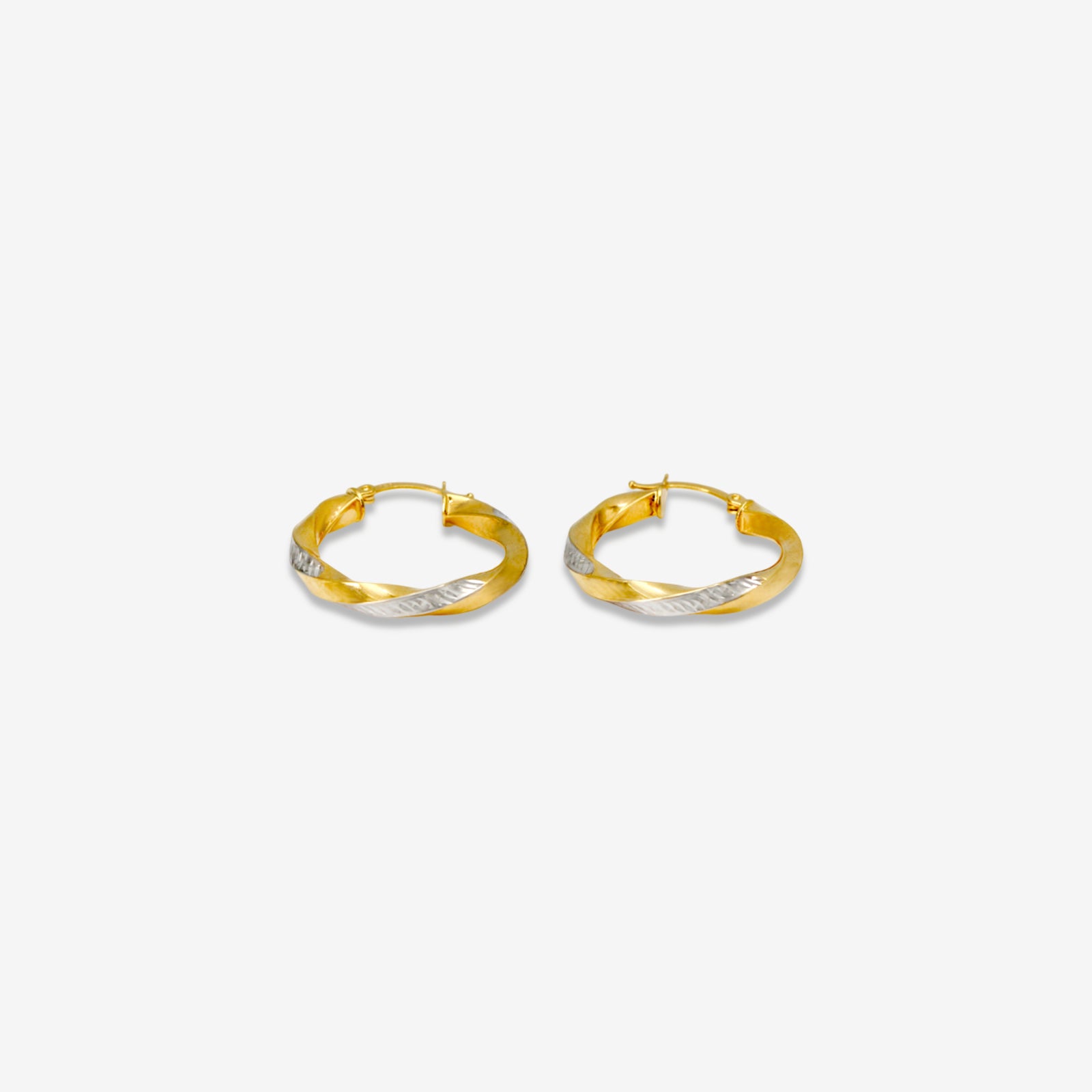 18k Dual Tone Gold Twisted Hoop Earrings | Elegant Dual Tone Gold Twister Hoops