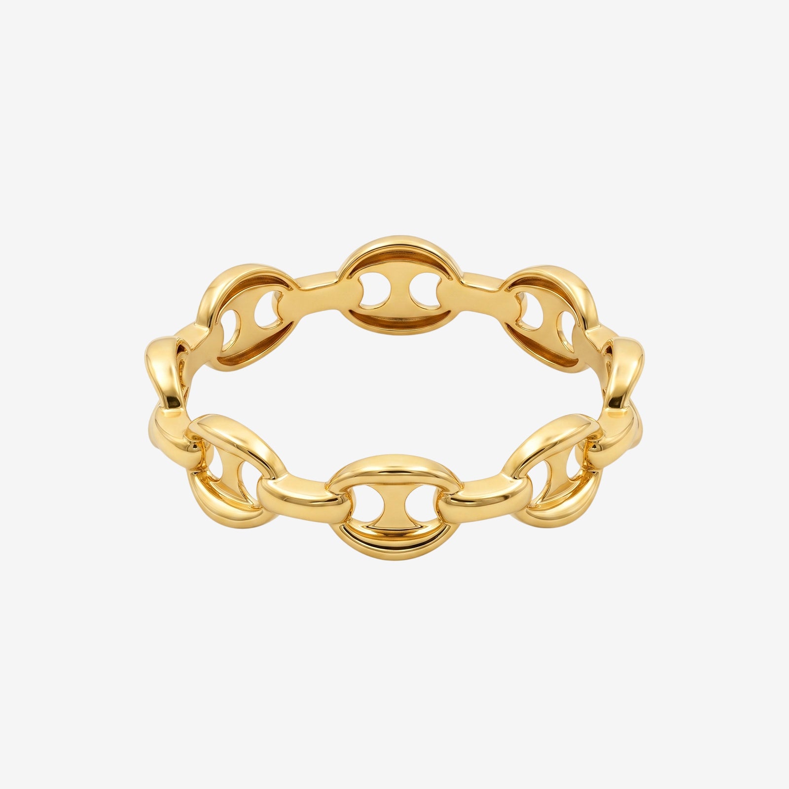 18k Solid Gold Marina Link Chain Ring | Minimalist Anchor Link Statement Ring for Women