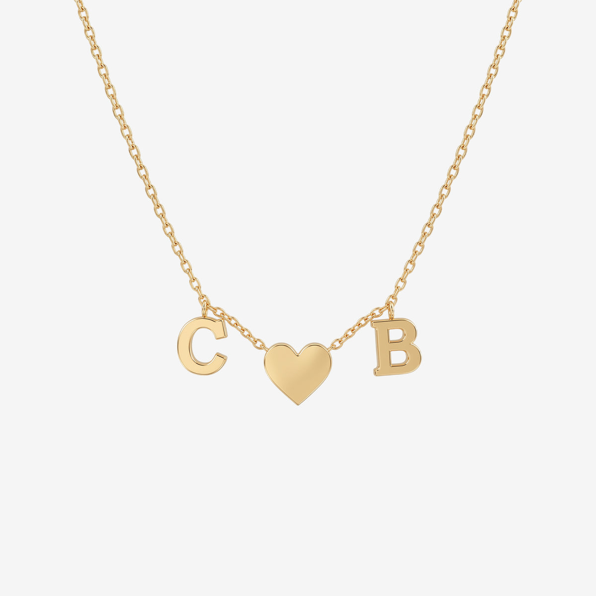 Custom Initial & Heart Pendant Necklace in 18K Gold | Personalized Letter Jewelry