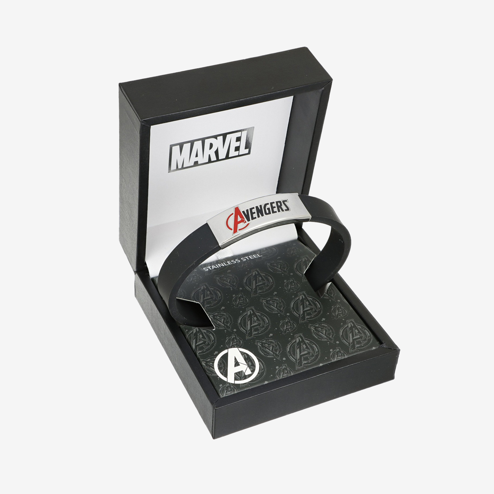 Marvel Avengers Leather Bracelet – Stainless Steel, Adult Size