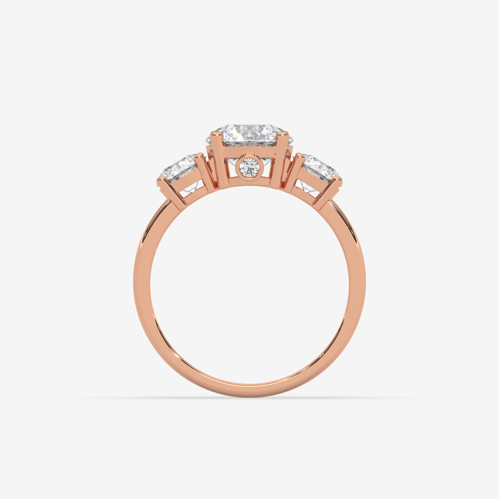 Solid Gold Three-Stone Round Diamond Trilogy Engagement Ring | Timeless Elegance