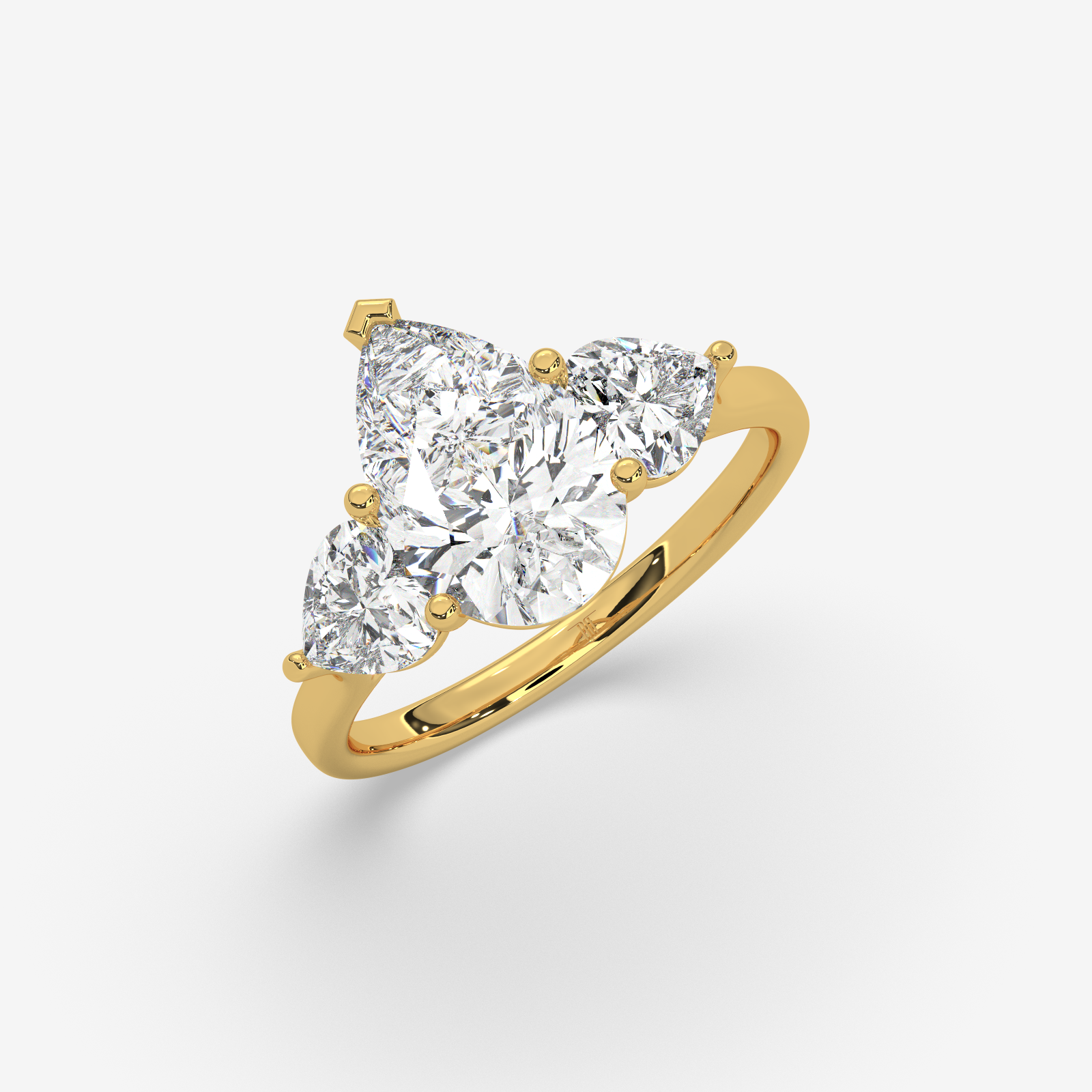 Solid Gold Pear Cut Diamond Trilogy Engagement Ring | Three-Stone Anniversary Band
