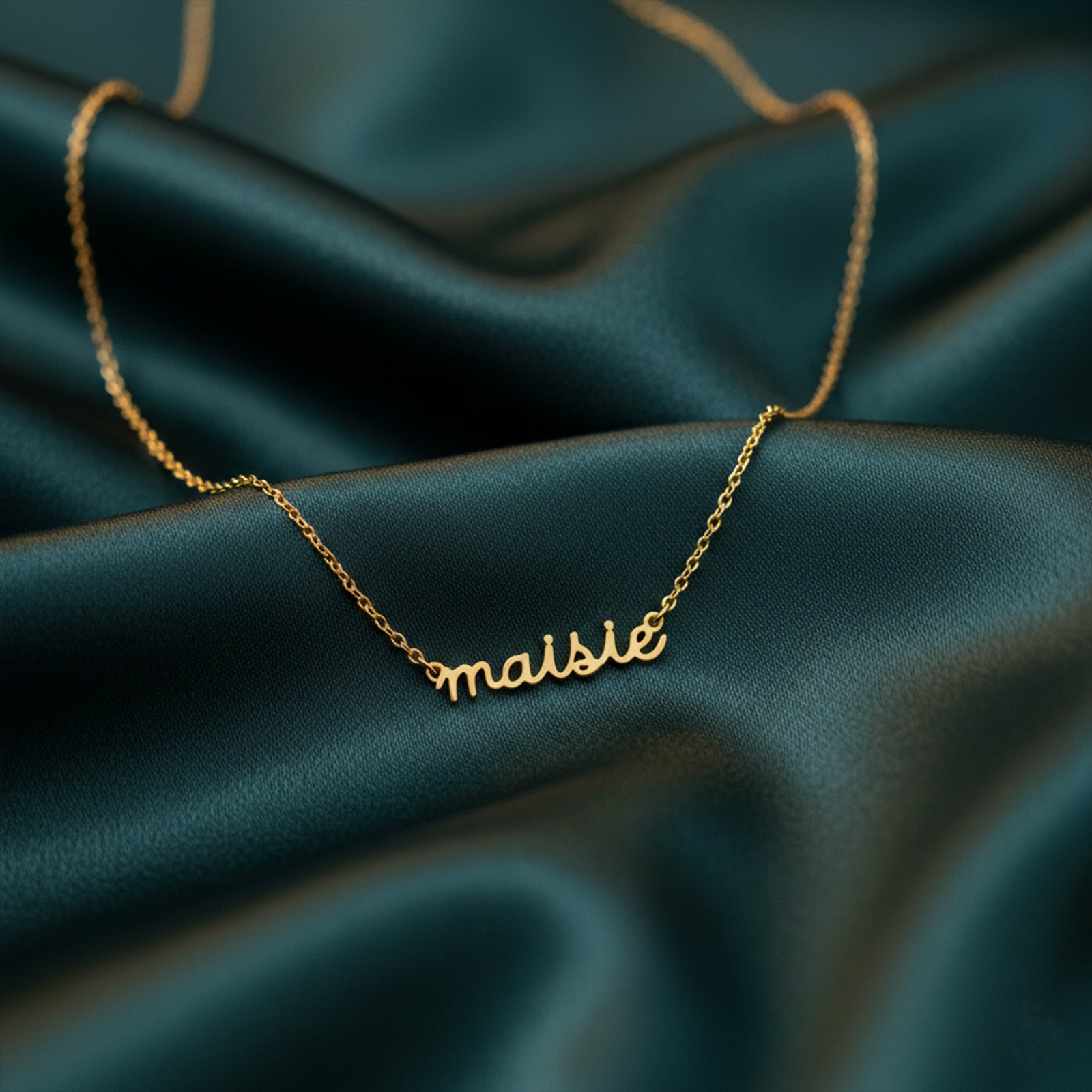 Personalized 18K Gold Name Necklace | Custom Script Pendant for Her