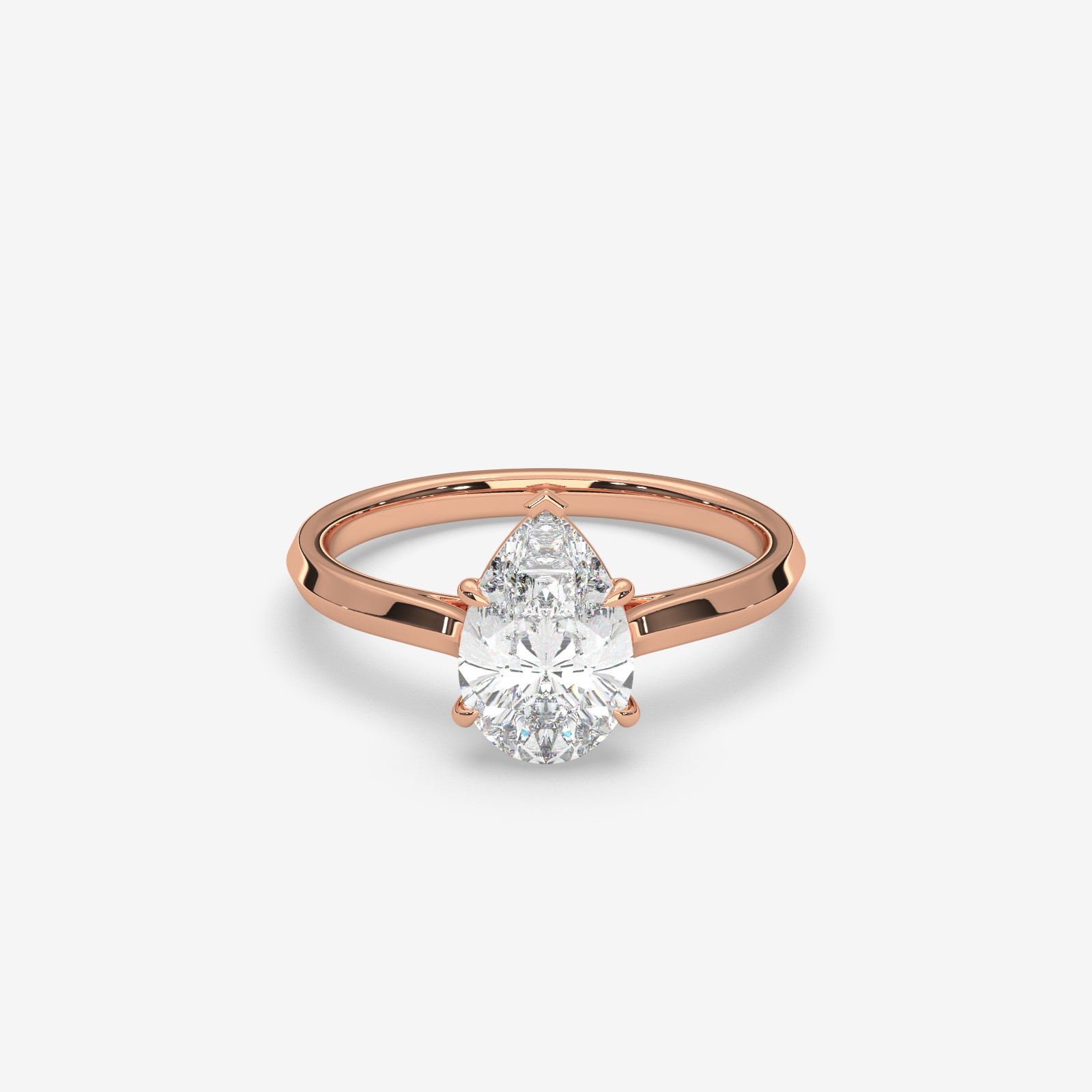 Solid Gold Pear Cut Solitaire Engagement Ring | Handcrafted Teardrop Diamond Ring