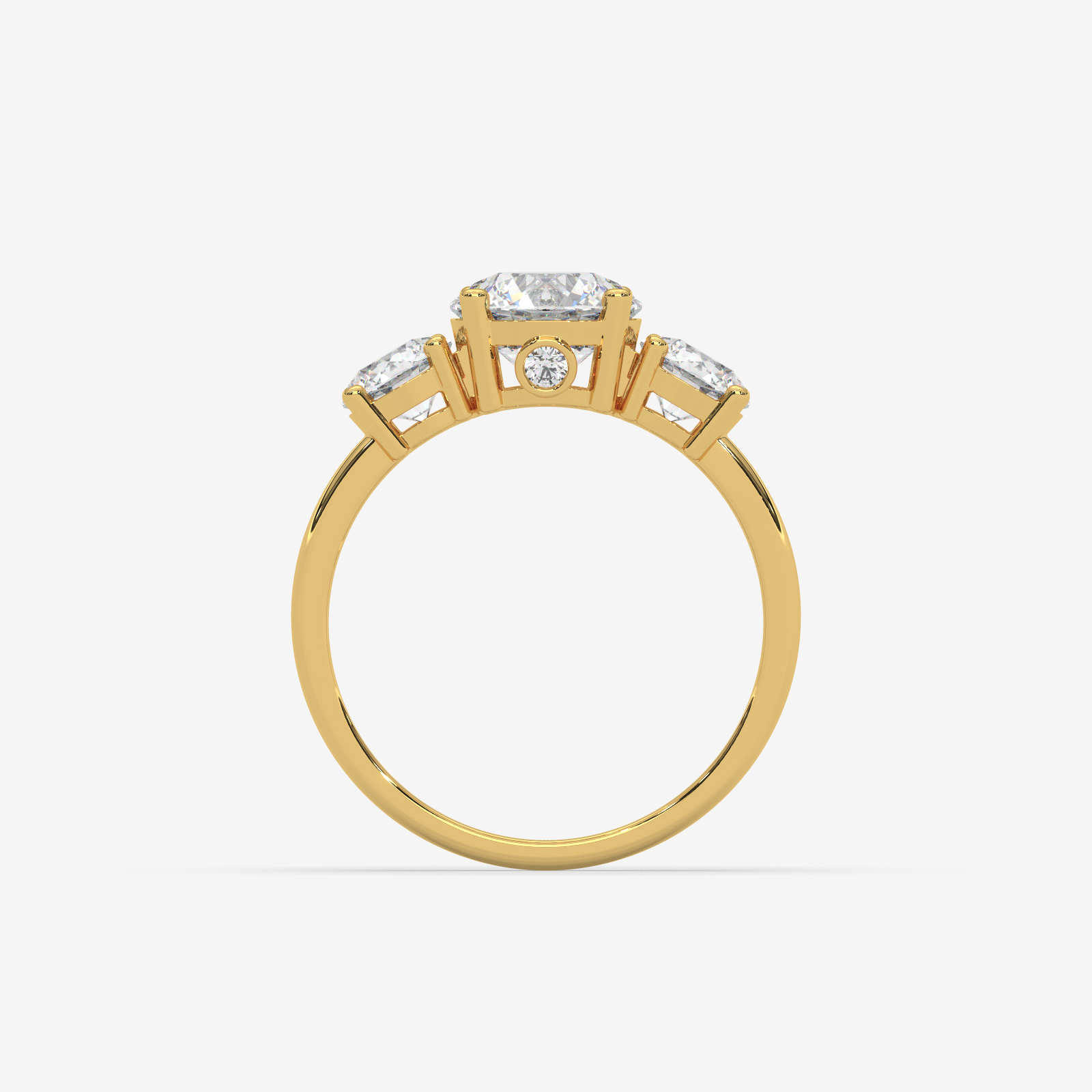 Solid Gold Three-Stone Round Diamond Trilogy Engagement Ring | Timeless Elegance