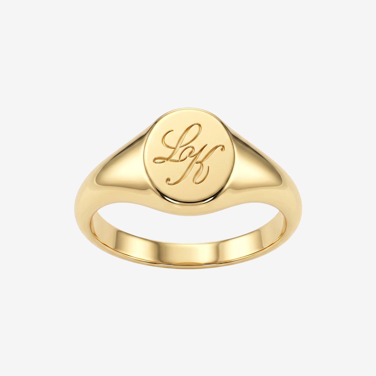 18K Solid Gold Monogram Signet Ring | Custom Engraved Personalised Initial Ring