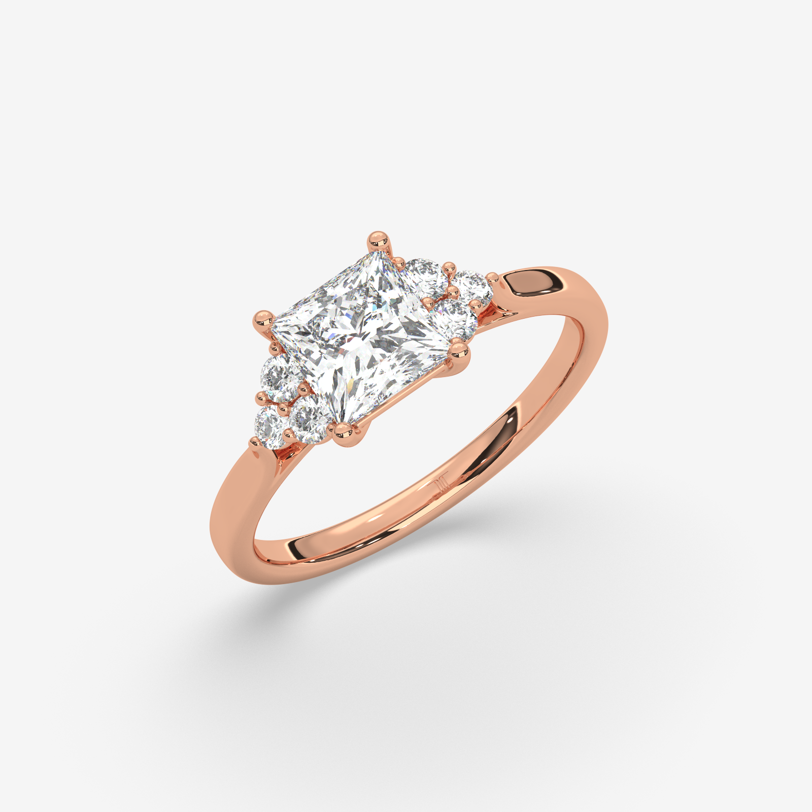 Princess Cut Trefoil Diamond Engagement Ring in Solid Gold