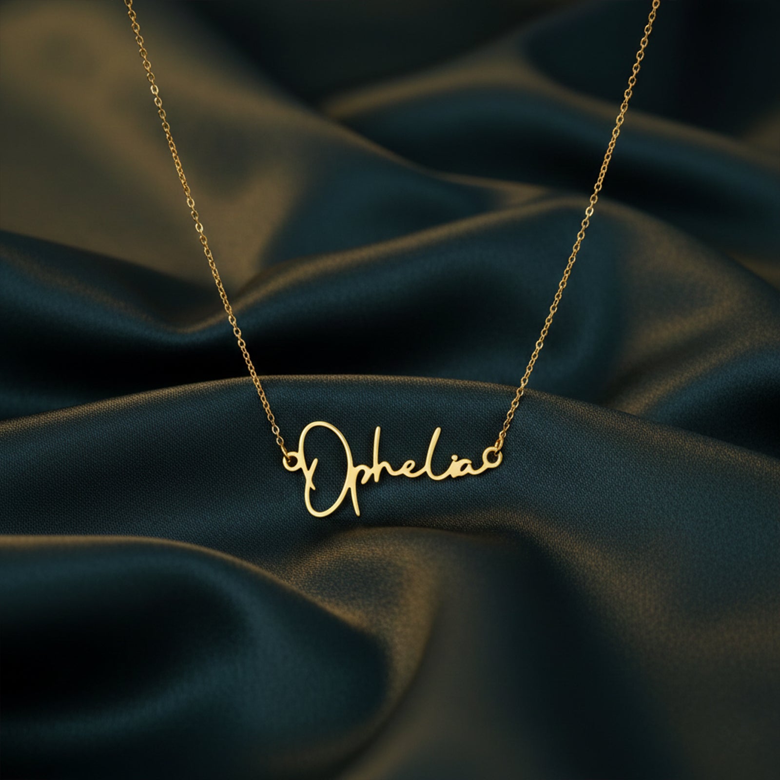 Custom Signature Name Necklace in 18k Solid Gold | Personalized Script Pendant Jewelry