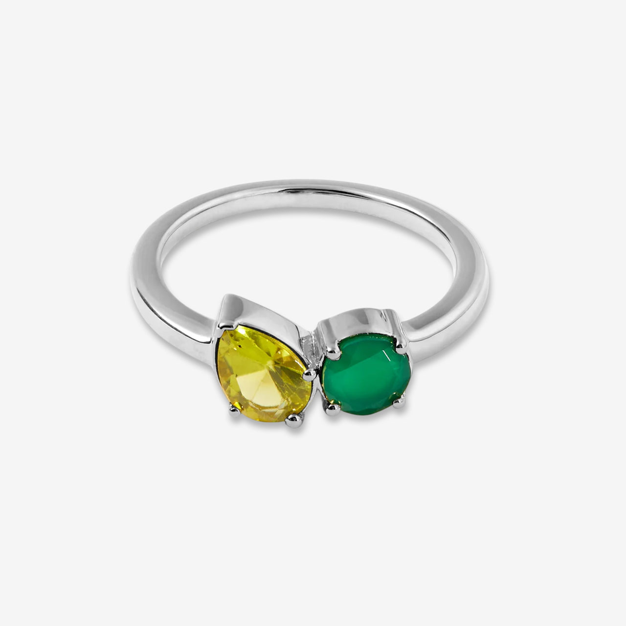 Custom Birthstone Duo Ring – Personalized 18K Gold