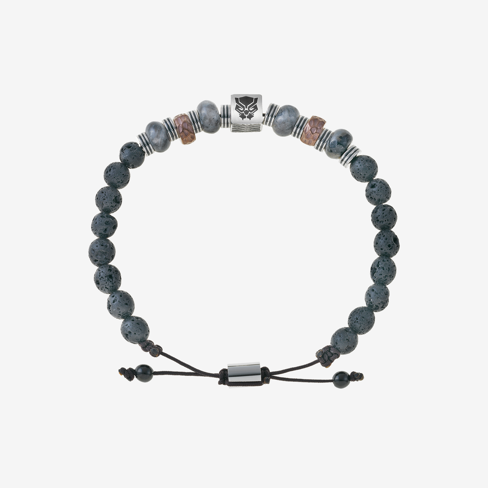 Black Panther Men’s Beaded Bracelet – Adjustable Stainless Steel Lariat