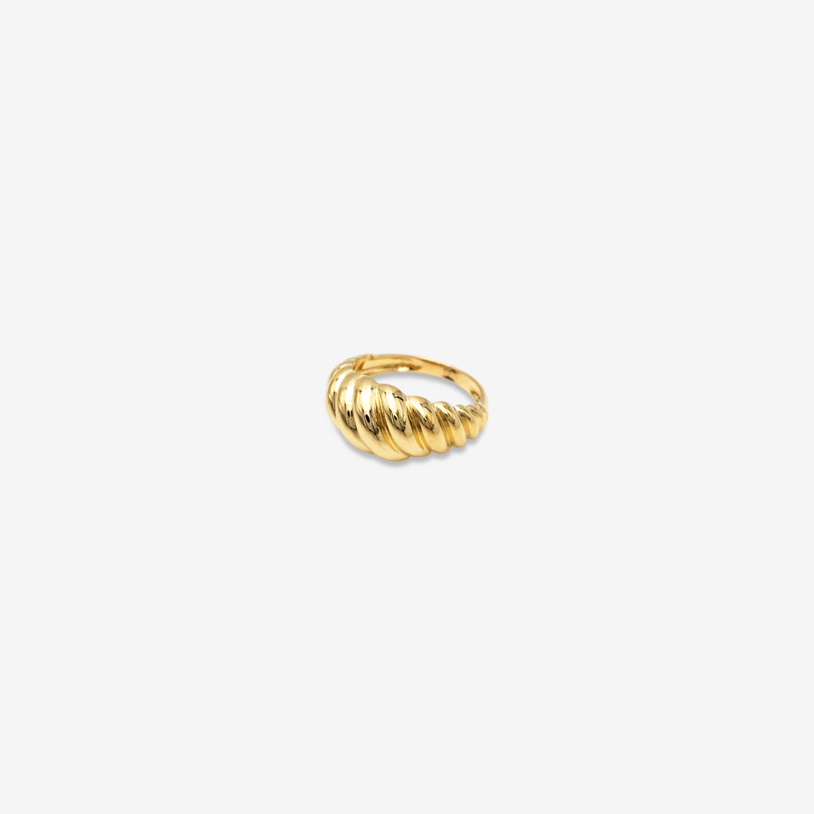 18k Gold Ribbed Croissant Dome Ring | Chunky Statement Band for Women
